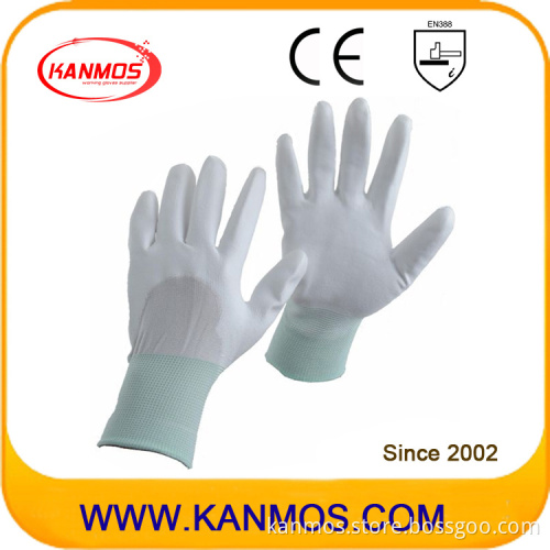 Good PU Dipped White Nylon Industrial Safety Work Gloves (54003)